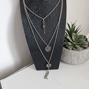 Paparazzi Silver Layered Necklace with Minimalist Pendants